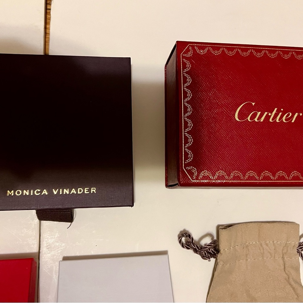 Jewelry boxes include Cartier, j crew plate, pouches of many brands New - Picture 6 of 6